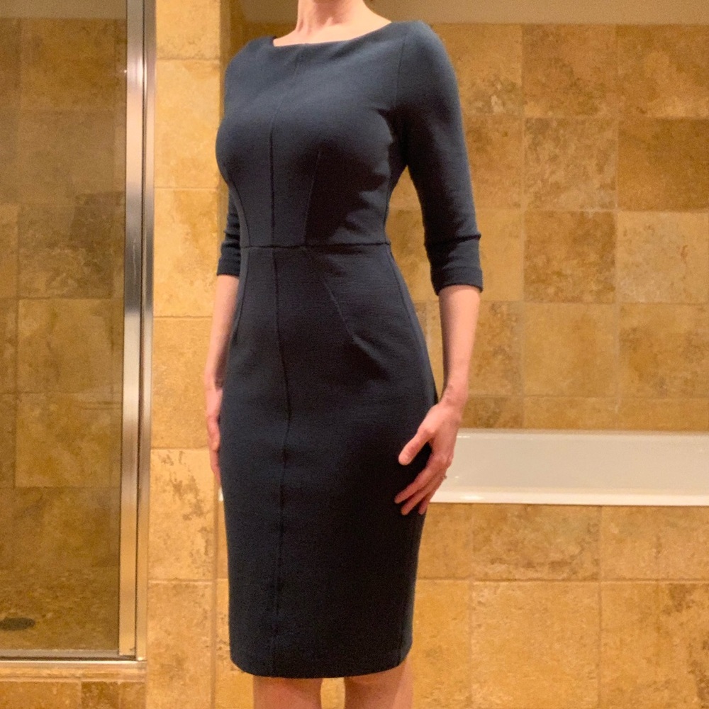 Boden Ponte Ottoman Dress (Teal)